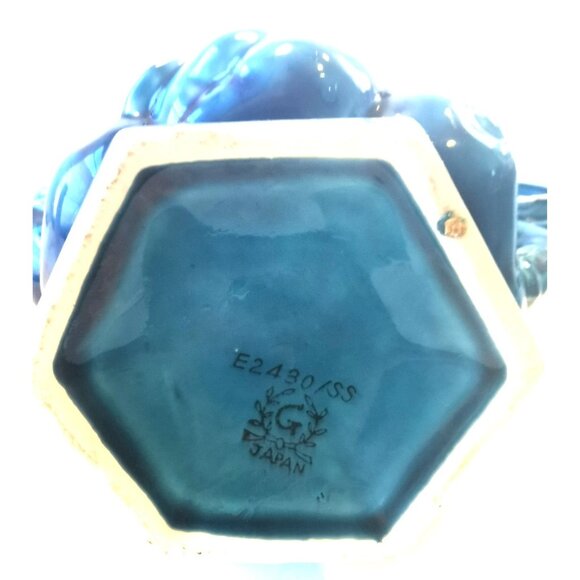 Inarco “Mood Indigo” Blue Fruit Ceramic Server E2430 –Japan 1960s 8 inches high - Picture 8 of 13